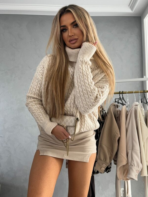 Sweter golf INKO - jasny beż - obrazek 9