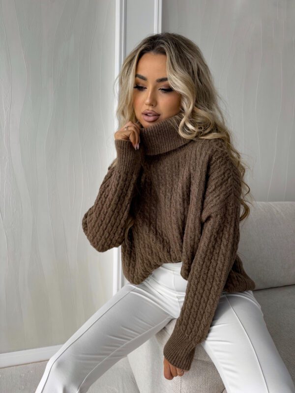 Sweter golf INKO - mleczna czekolada - obrazek 13