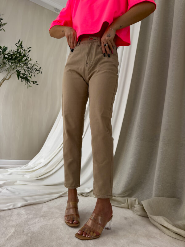 Jeansy MOM FIT – ciemny beż - obrazek 10