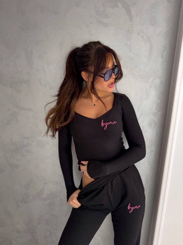 Spodnie dresowe PINK LOGO - czarne - obrazek 10