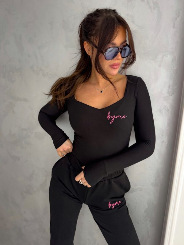 Spodnie dresowe PINK LOGO - czarne - obrazek 7