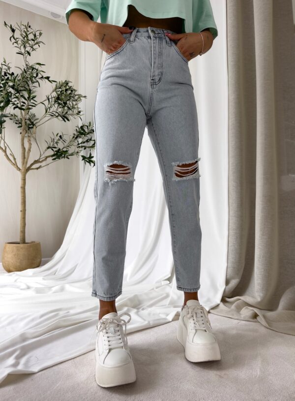 Jeansy MOM FIT HOLES – jeansowe - obrazek 5