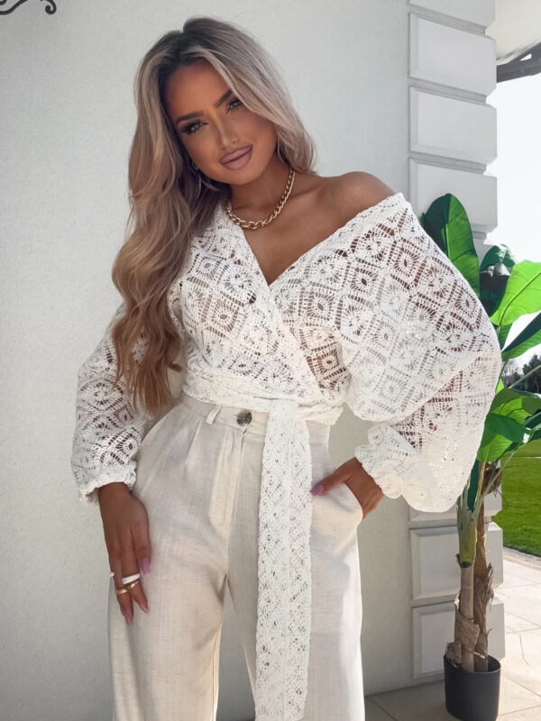 Kimono AŻUROWE romby - ecru - obrazek 9