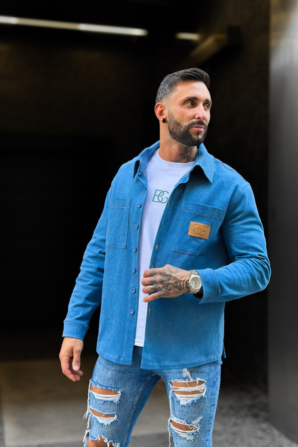 Koszula męska BG Denimo | niebieski jeans - obrazek 6