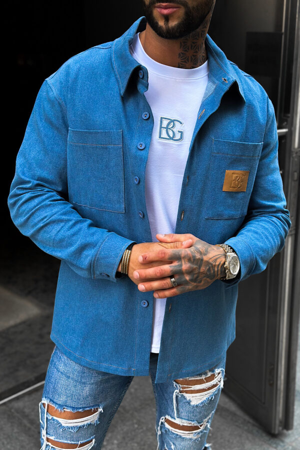 Koszula męska BG Denimo | niebieski jeans - obrazek 4