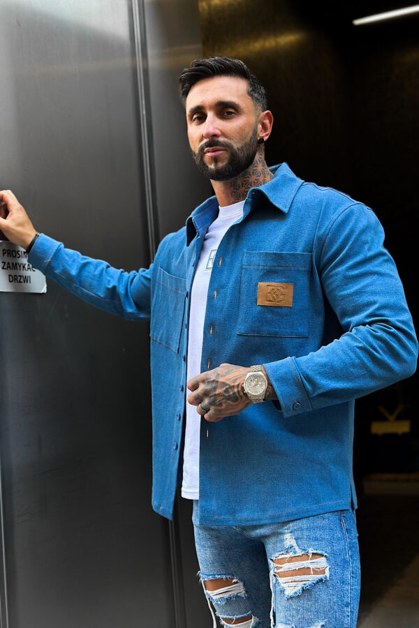 Koszula męska BG Denimo | niebieski jeans - obrazek 3