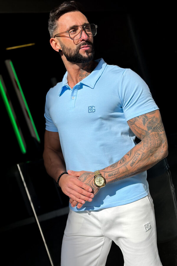 T-Shirt męski BG Polo | błękitny - obrazek 4
