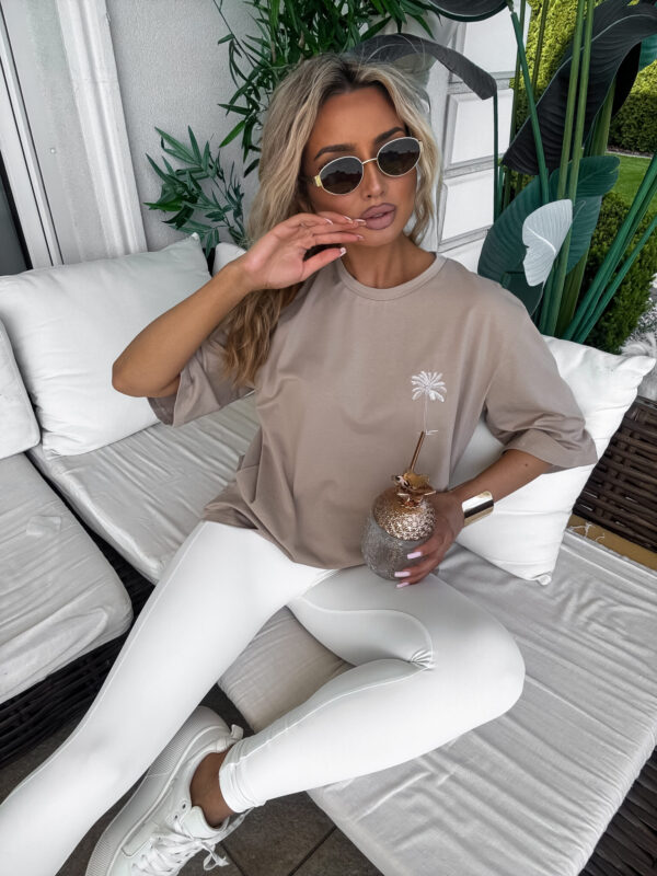 T-shirt PALMS – ciemny beż - obrazek 4