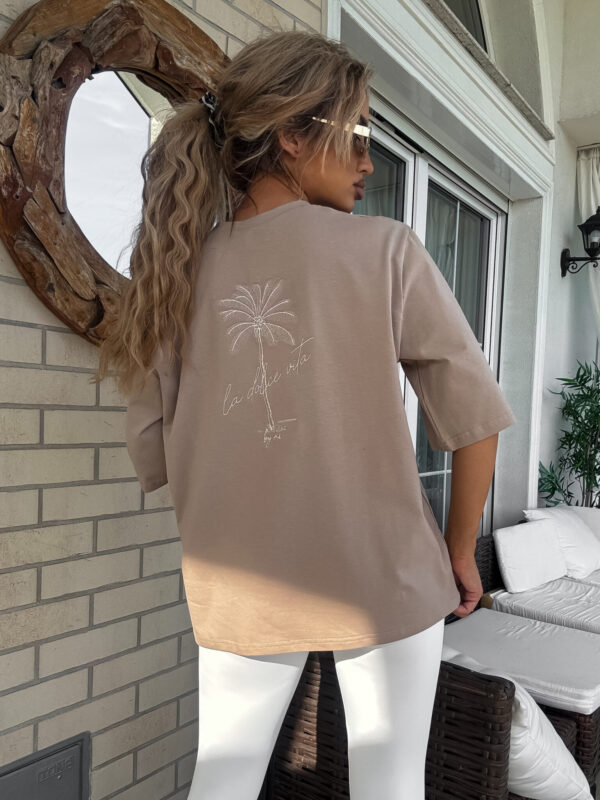 T-shirt PALMS – ciemny beż - obrazek 6