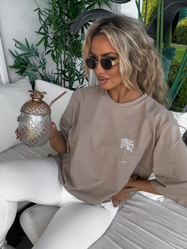 T-shirt PALMS – ciemny beż - obrazek 9