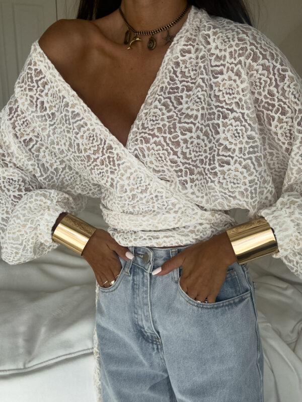 Kimono KORONKA gold kwiaty - ecru - obrazek 11