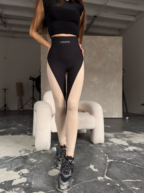 Legginsy RESIDENT czarne/beż - obrazek 3