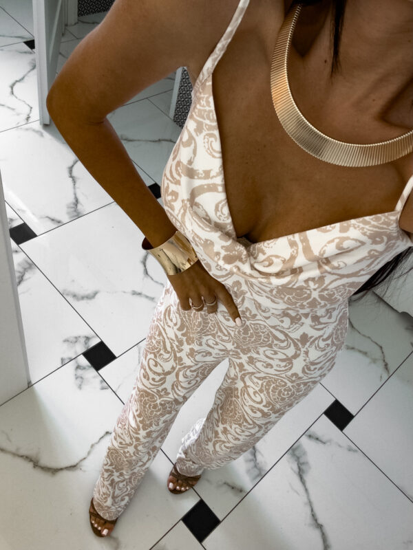 Kombinezon LUXURY pattern – ecru-beż - obrazek 3