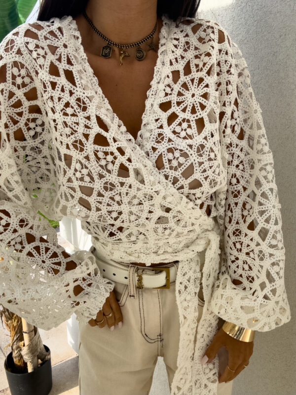 Kimono AŻUROWE NEW koła - ecru - obrazek 8