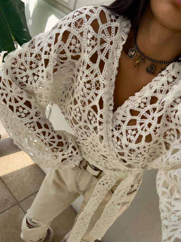 Kimono AŻUROWE NEW koła - ecru - obrazek 5