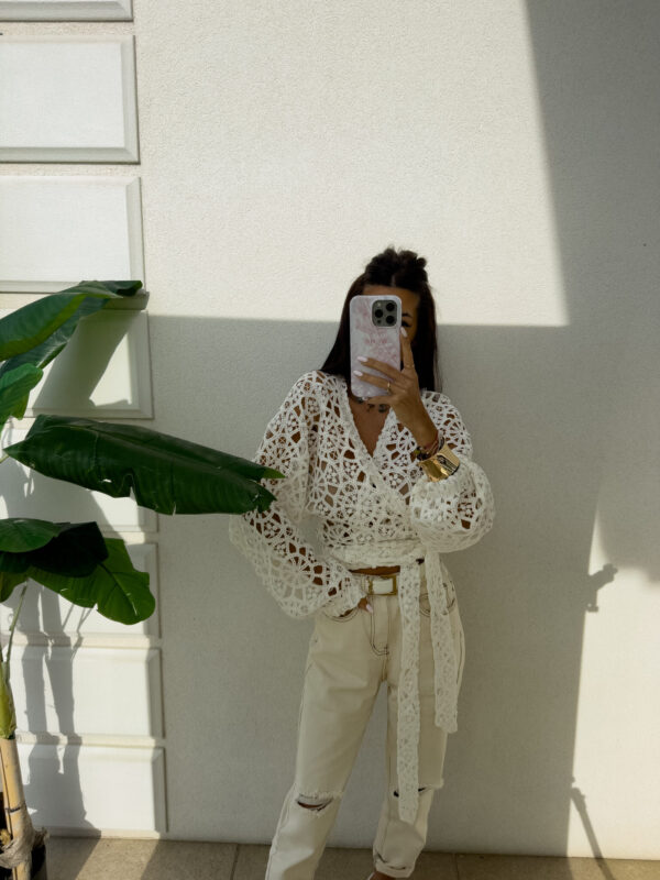 Kimono AŻUROWE NEW koła - ecru - obrazek 6