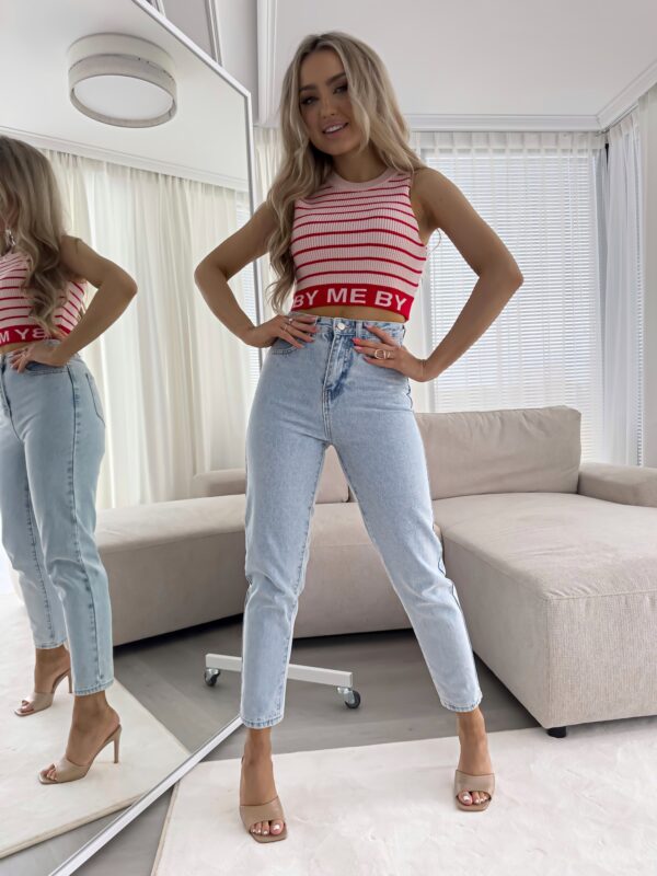Top CASHMERE By Me paski – pudrowo-czerwony - obrazek 3