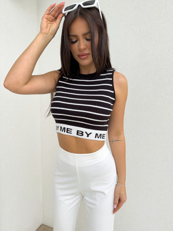 Top CASHMERE By Me paski – czarny-ecru - obrazek 15