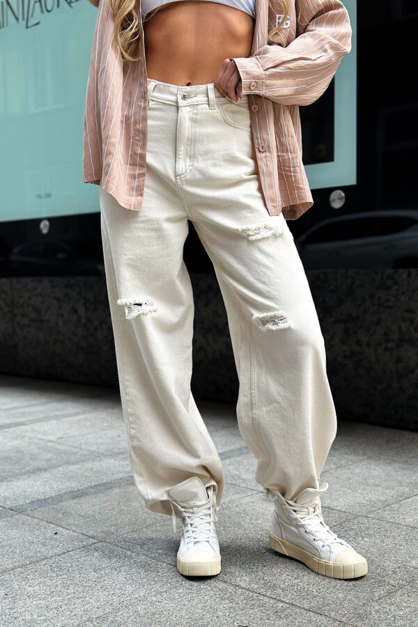 Spodnie damskie BG Ninety's jeans | kremowy - obrazek 9