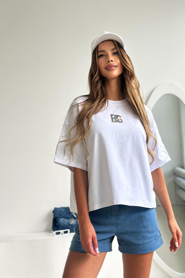 T-Shirt damski BG Tino | biały - ciemny niebieski - obrazek 5