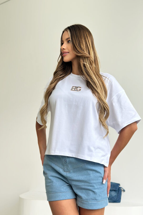 T-Shirt damski BG Tino | biały - jasny niebieski - obrazek 3