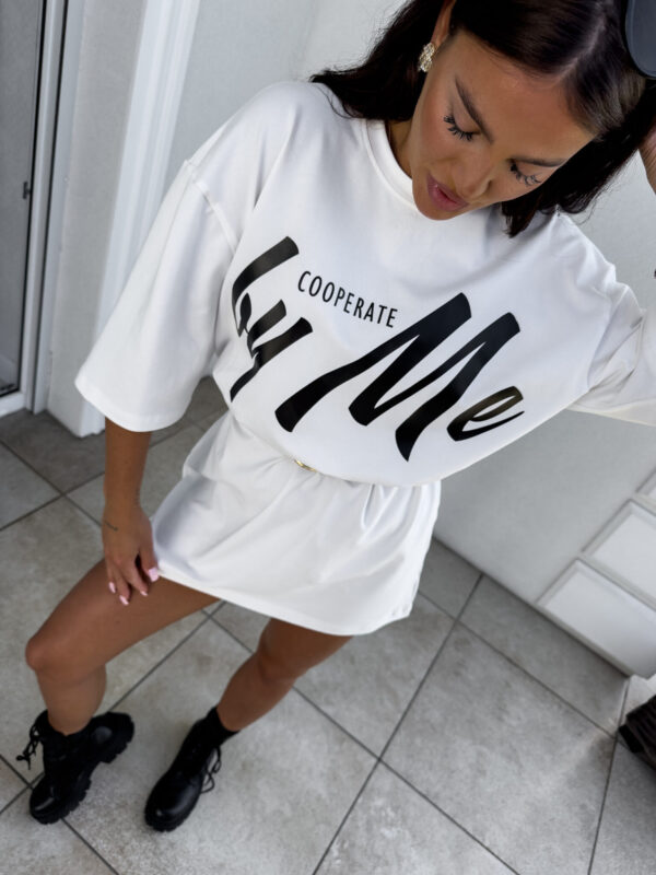 Tuniko sukienka t-shirt COLA - ecru - obrazek 4