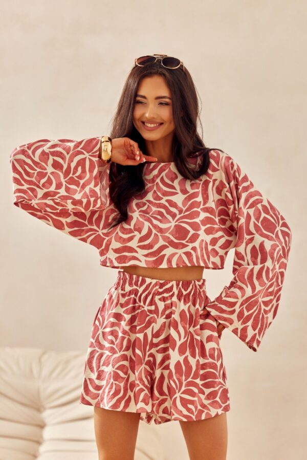 Bianca - bluzka z lnem  o kroju crop L03 - obrazek 3